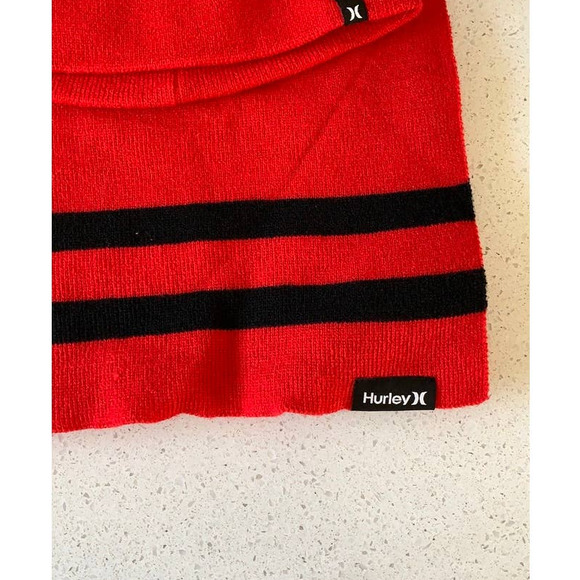 NWT Hurley New Yorker knit Scarf and beanie Red and Black Set OS cute casual - Picture 3 of 5